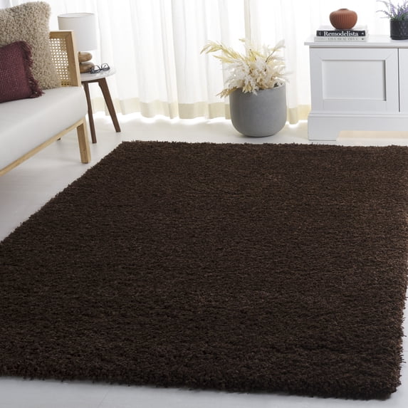 SAFAVIEH California Plush Solid Shag Area Rug, Brown, 3' x 3' Square - Modern Design, Brown, Non-Shedding & Easy Cleaning, Ultra Plush Thick Pile, Ideal for Living Room, Bedroom