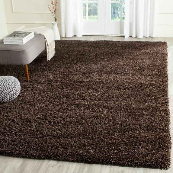 SAFAVIEH California Plush Solid Shag Area Rug, Brown, 6'7" x 6'7" Square - Modern Design, Brown, Non-Shedding & Easy Cleaning, Ultra Plush Thick Pile, Ideal for Living Room, Bedroom