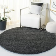 SAFAVIEH California Plush Solid Shag Area Rug, Dark Grey, 4' x 4' Round - Modern Design, Dark Grey, Non-Shedding & Easy Cleaning, Ultra Plush Thick Pile, Ideal for Living Room, Bedroom