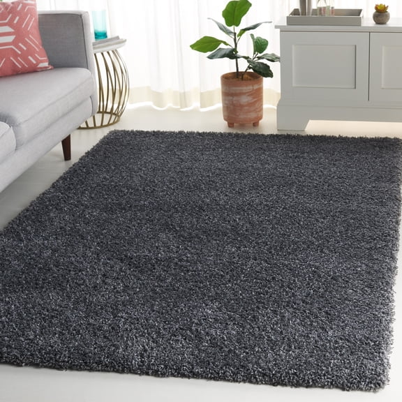 SAFAVIEH California Plush Solid Shag Area Rug, Dark Grey, 5'3" x 5'3" Square - Modern Design, Dark Grey, Non-Shedding & Easy Cleaning, Ultra Plush Thick Pile, Ideal for Living Room, Bedroom