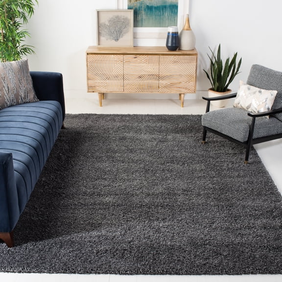 SAFAVIEH California Plush Solid Shag Area Rug, Dark Grey, 8' x 8' Square - Modern Design, Dark Grey, Non-Shedding & Easy Cleaning, Ultra Plush Thick Pile, Ideal for Living Room, Bedroom