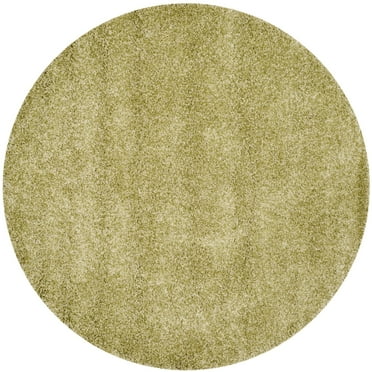 SAFAVIEH California Solid Plush Shag Area Rug, Green, 6'7" x 6'7" Round