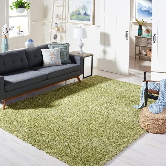 SAFAVIEH California Plush Solid Shag Area Rug, Green, 6'7" x 6'7" Square - Modern Design, Green, Non-Shedding & Easy Cleaning, Ultra Plush Thick Pile, Ideal for Living Room, Bedroom