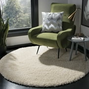 SAFAVIEH California Plush Solid Shag Area Rug, Ivory, 4' x 4' Round - Modern Design, Ivory, Non-Shedding & Easy Cleaning, Ultra Plush Thick Pile, Ideal for Living Room, Bedroom