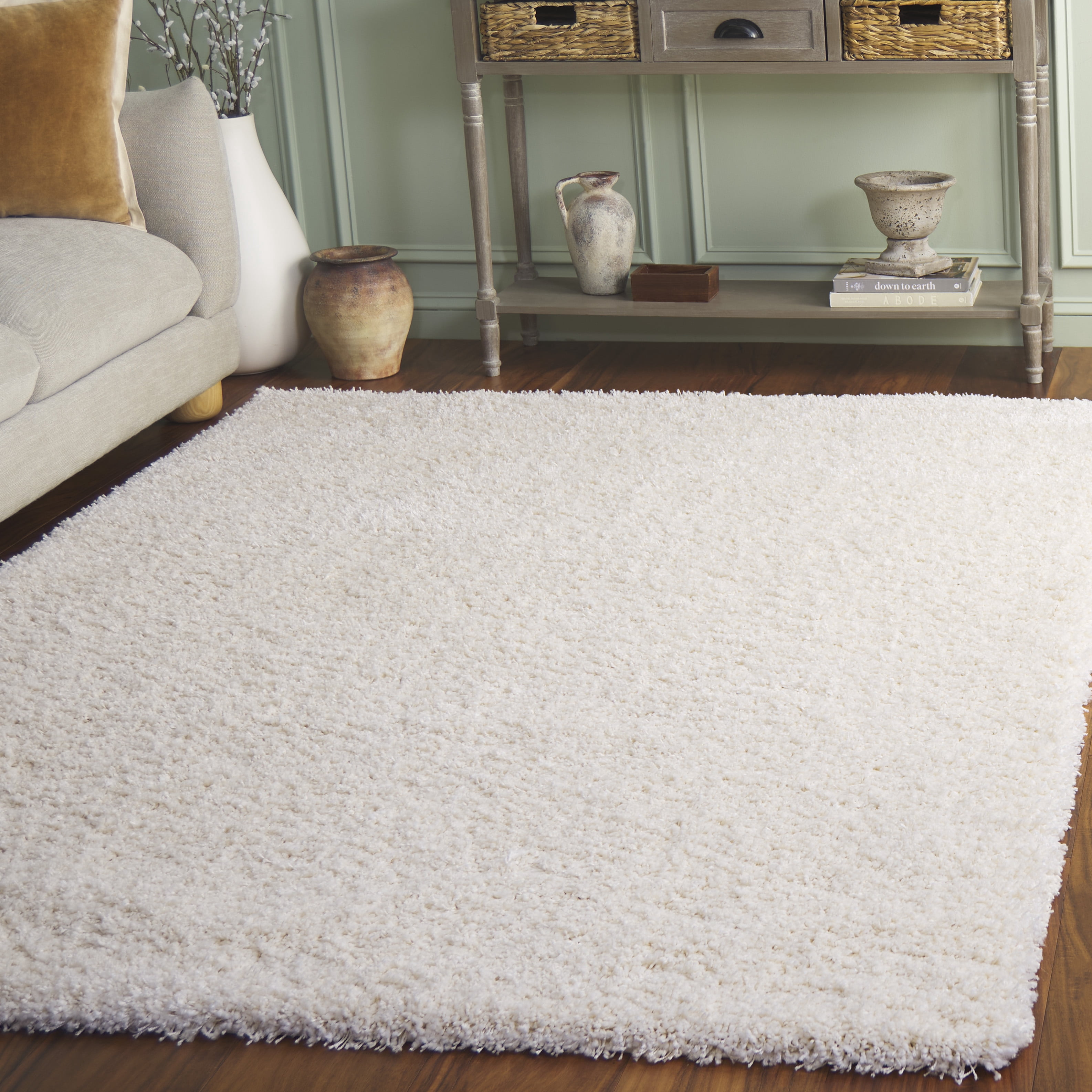 SAFAVIEH California Plush Solid Shag Area Rug, Ivory, 4' x 4' Square - Modern Design, Ivory, Non-Shedding & Easy Cleaning, Ultra Plush Thick Pile, Ideal for Living Room, Bedroom