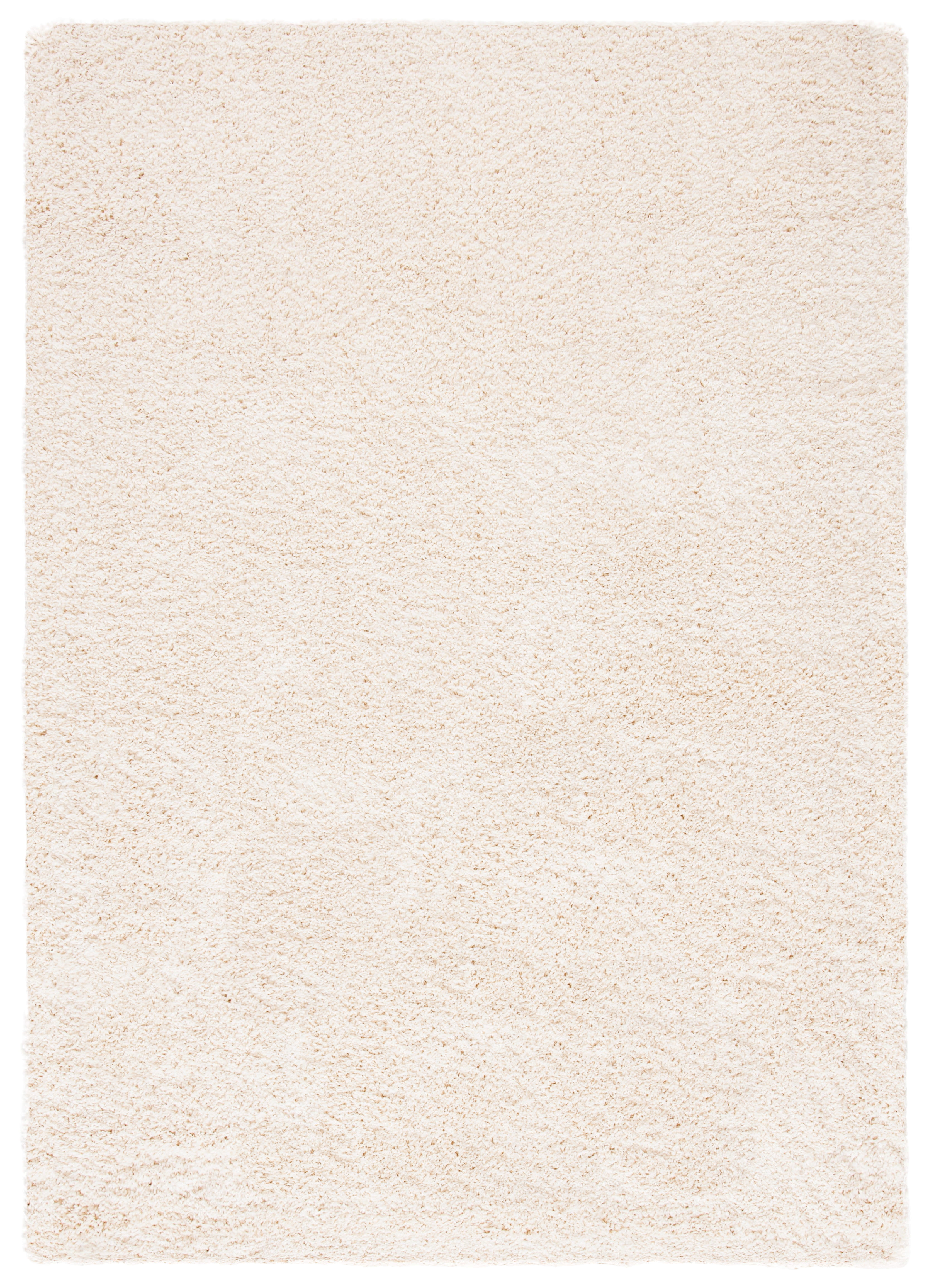 Ivory Hand-Knotted Shag Area Rug 5'3" x 7'6"