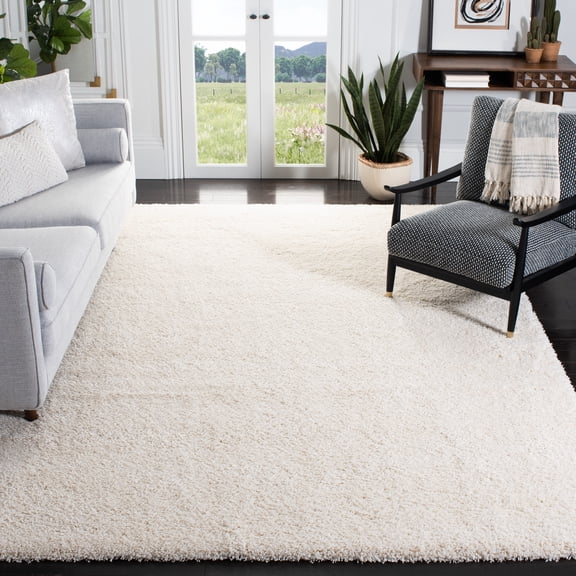 SAFAVIEH California Plush Solid Shag Area Rug, Ivory, 8'6" x 8'6" Square - Large - Modern Design, Ivory, Non-Shedding & Easy Cleaning, Ultra Plush Thick Pile, Ideal for Living Room, Bedroom