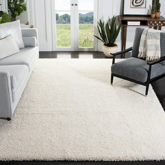 SAFAVIEH California Plush Solid Shag Area Rug, Ivory, 9'6" x 13' - Large - Modern Design, Ivory, Non-Shedding & Easy Cleaning, Ultra Plush Thick Pile, Ideal for Living Room, Bedroom