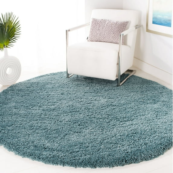 SAFAVIEH California Plush Solid Shag Area Rug, Light Blue, 6'7" x 6'7" Round - Modern Design, Light Blue, Non-Shedding & Easy Cleaning, Ultra Plush Thick Pile, Ideal for Living Room, Bedroom