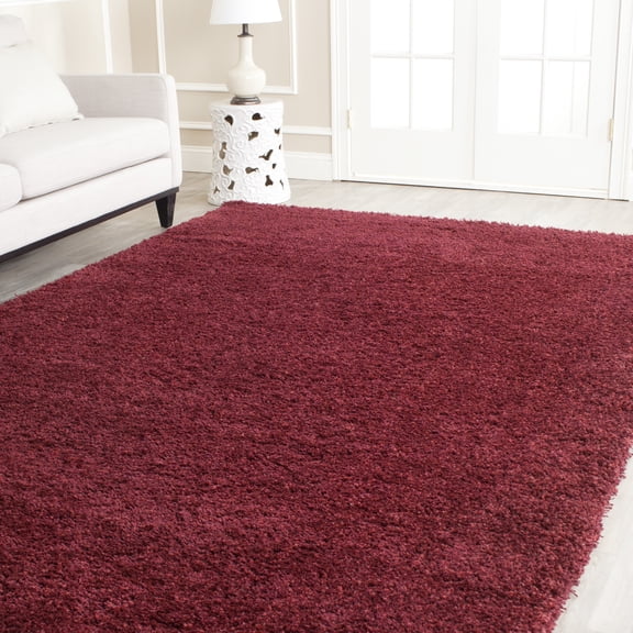 SAFAVIEH California Plush Solid Shag Area Rug, Maroon, 6'7" x 9'6" - Modern Design, Maroon, Non-Shedding & Easy Cleaning, Ultra Plush Thick Pile, Ideal for Living Room, Bedroom