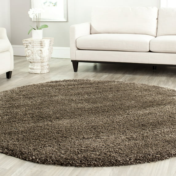 SAFAVIEH California Plush Solid Shag Area Rug, Mushroom, 4' x 4' Round - Modern Design, Mushroom, Non-Shedding & Easy Cleaning, Ultra Plush Thick Pile, Ideal for Living Room, Bedroom