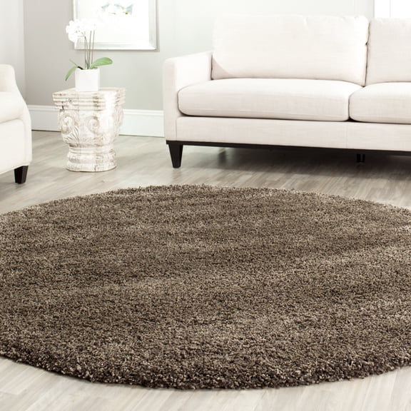 SAFAVIEH California Plush Solid Shag Area Rug, Mushroom, 5'3" x 5'3" Round - Modern Design, Mushroom, Non-Shedding & Easy Cleaning, Ultra Plush Thick Pile, Ideal for Living Room, Bedroom