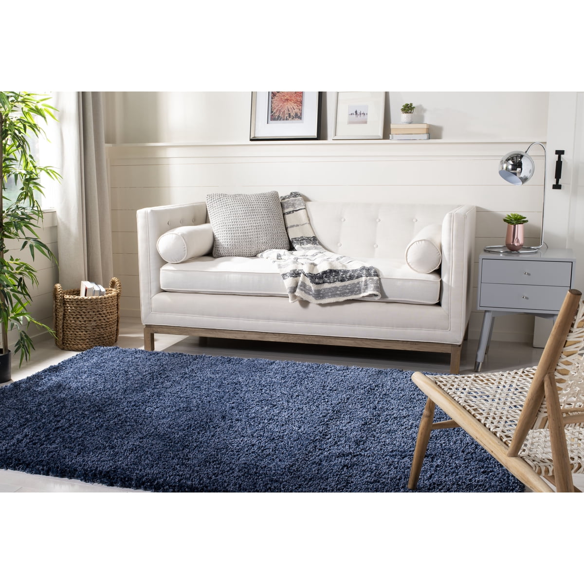 SAFAVIEH California Plush Solid Shag Area Rug, Navy, 4' x 6' - Modern Design, Navy, Non-Shedding & Easy Cleaning, Ultra Plush Thick Pile, Ideal for Living Room, Bedroom, Entryway