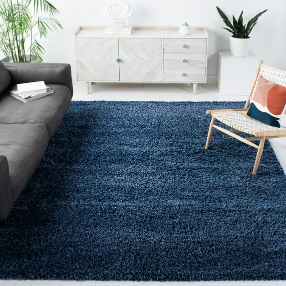 SAFAVIEH California Plush Solid Shag Area Rug, Navy, 6'7" x 6'7" Square - Modern Design, Navy, Non-Shedding & Easy Cleaning, Ultra Plush Thick Pile, Ideal for Living Room, Bedroom