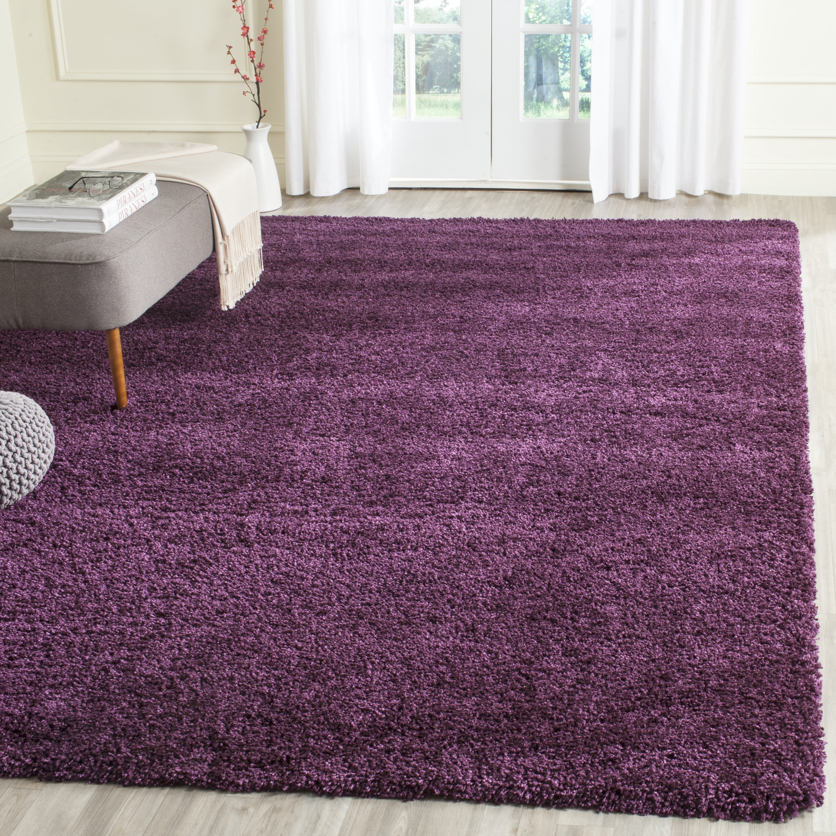 SAFAVIEH California Plush Solid Shag Area Rug, Purple, 9'6" x 13' - Large - Modern Design, Purple, Non-Shedding & Easy Cleaning, Ultra Plush Thick Pile, Ideal for Living Room, Bedroom