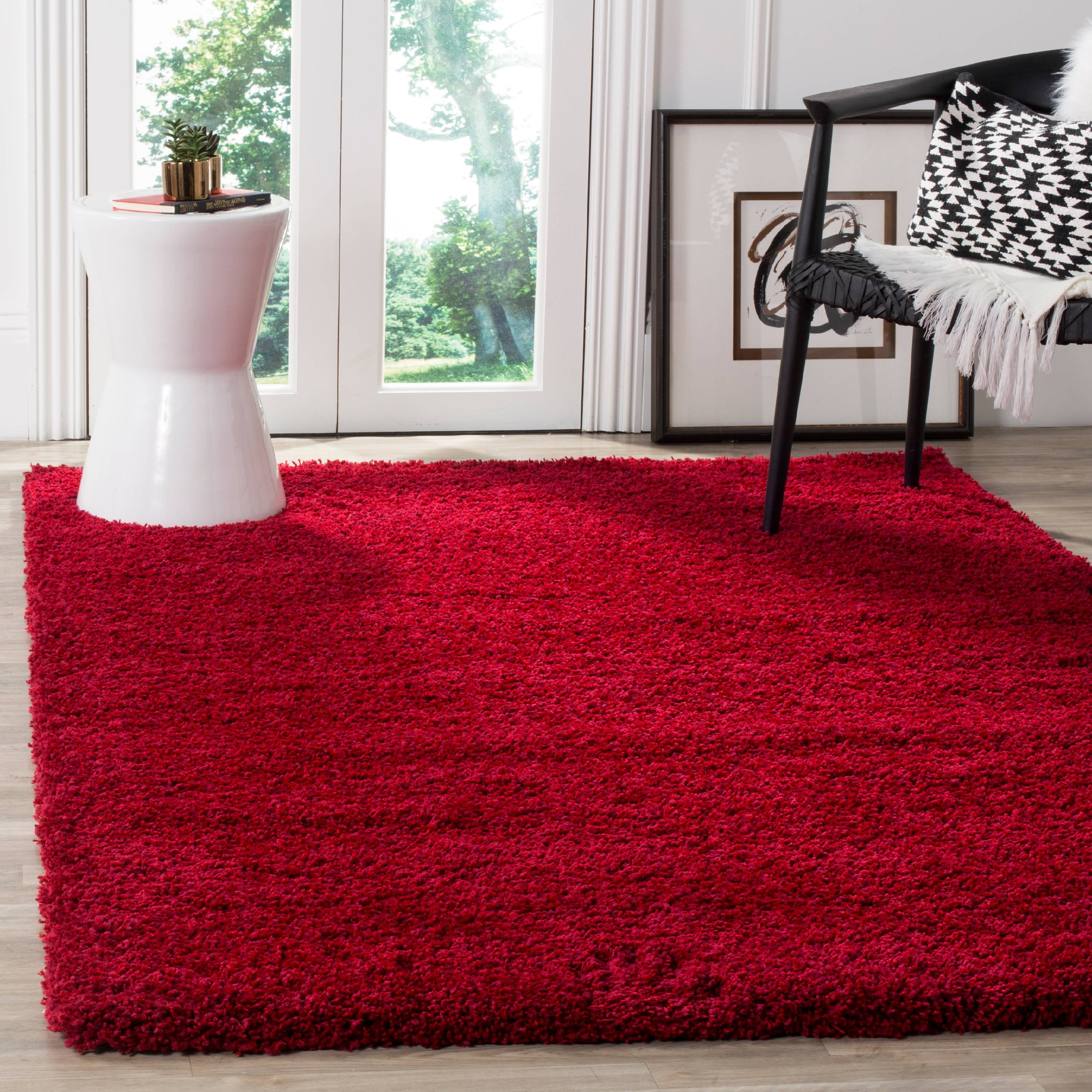 Handmade Luxe Red Shag Wool-Blend 8'6" x 12' Area Rug