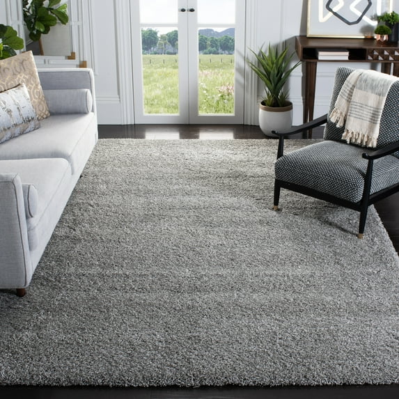 SAFAVIEH California Plush Solid Shag Area Rug, Silver, 11' x 15' - X-Large - Modern Design, Silver, Non-Shedding & Easy Cleaning, Ultra Plush Thick Pile, Ideal for Living Room, Bedroom