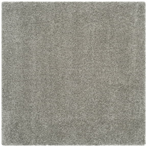 SAFAVIEH California Plush Solid Shag Area Rug, Silver, 5'3" x 5'3" Square