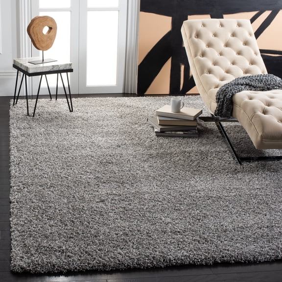 SAFAVIEH California Plush Solid Shag Area Rug, Silver, 6'7" x 9'6" - Modern Design, Silver, Non-Shedding & Easy Cleaning, Ultra Plush Thick Pile, Ideal for Living Room, Bedroom