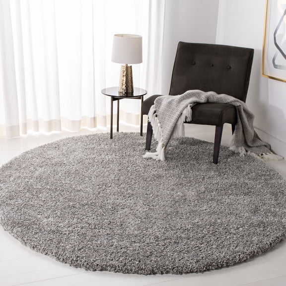 SAFAVIEH California Plush Solid Shag Area Rug, Silver, 8' x 8' Round - Modern Design, Silver, Non-Shedding & Easy Cleaning, Ultra Plush Thick Pile, Ideal for Living Room, Bedroom