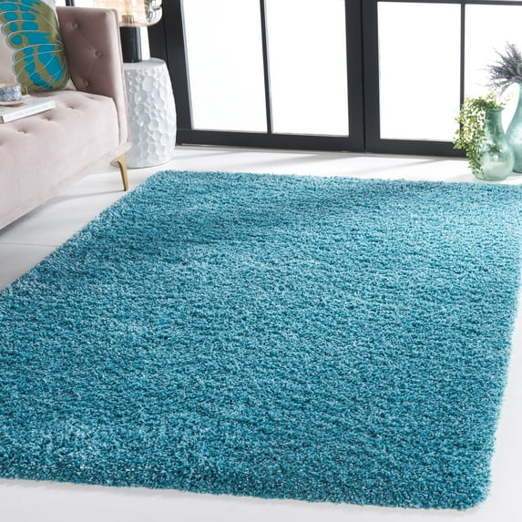 SAFAVIEH California Plush Solid Shag Area Rug, Turquoise, 5'3" x 7'6" - Modern Design, Turquoise, Non-Shedding & Easy Cleaning, Ultra Plush Thick Pile, Ideal for Living Room, Bedroom
