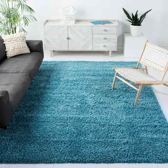 SAFAVIEH California Plush Solid Shag Area Rug, Turquoise, 6'7" x 6'7" Square - Modern Design, Turquoise, Non-Shedding & Easy Cleaning, Ultra Plush Thick Pile, Ideal for Living Room, Bedroom