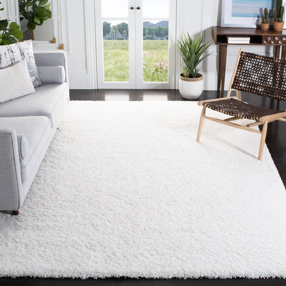 SAFAVIEH California Plush Solid Shag Area Rug, White, 11' x 11' Square - Large - Modern Design, White, Non-Shedding & Easy Cleaning, Ultra Plush Thick Pile, Ideal for Living Room, Bedroom
