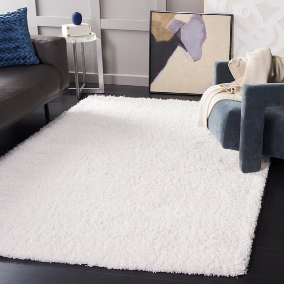 SAFAVIEH California Plush Solid Shag Area Rug, White, 5'3" x 7'6" - Modern Design, White, Non-Shedding & Easy Cleaning, Ultra Plush Thick Pile, Ideal for Living Room, Bedroom