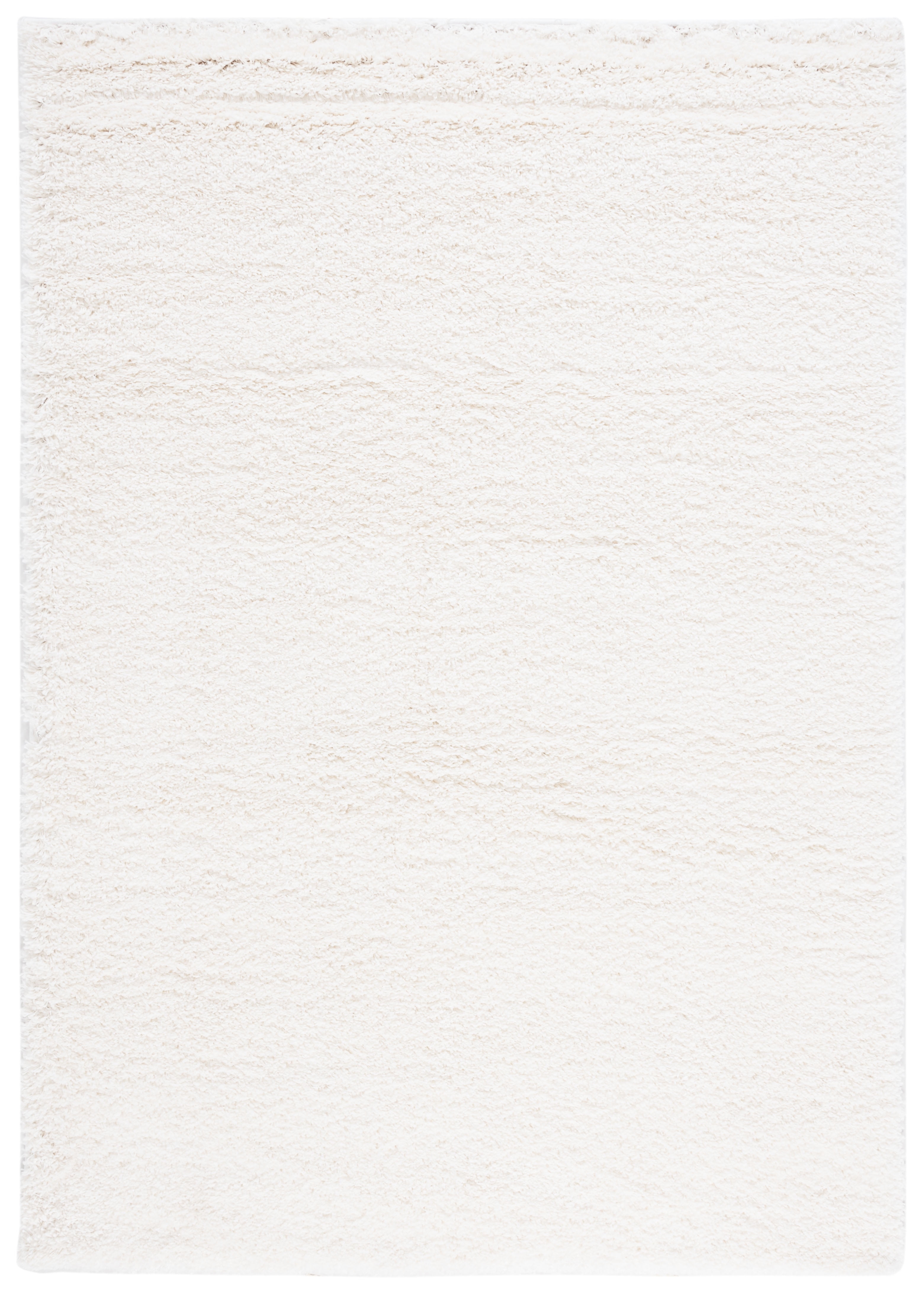 White Hand-Knotted Synthetic Shag Area Rug