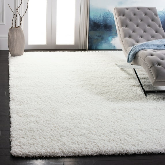 SAFAVIEH California Plush Solid Shag Area Rug, White, 6'7" x 6'7" Square - Modern Design, White, Non-Shedding & Easy Cleaning, Ultra Plush Thick Pile, Ideal for Living Room, Bedroom