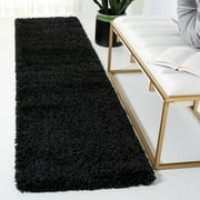 SAFAVIEH California Plush Solid Shag Runner Rug, Black/Ivory, 2'3" x 13' - Modern Design, Black & Ivory, Non-Shedding & Easy Cleaning, Ultra Plush Thick Pile, Ideal for Living Room, Bedroom, Entryway