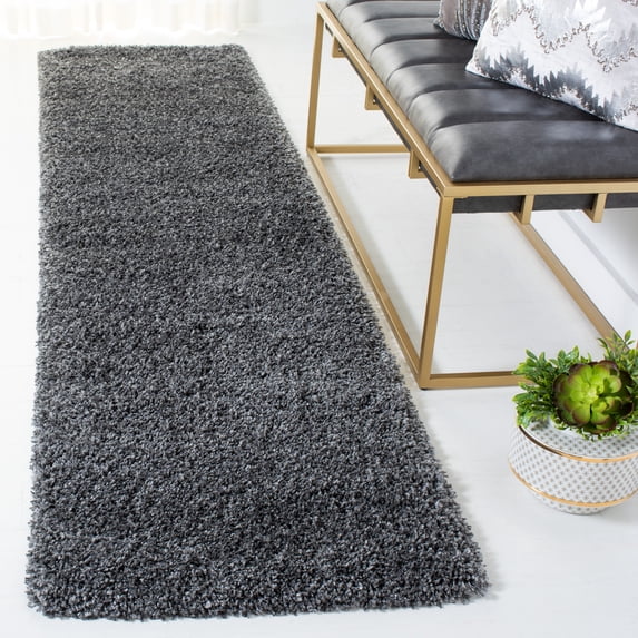 SAFAVIEH California Plush Solid Shag Runner Rug, Dark Grey, 2'3" x 9' - Modern Design, Dark Grey, Non-Shedding & Easy Cleaning, Ultra Plush Thick Pile, Ideal for Living Room, Bedroom, Entryway