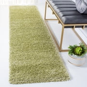 SAFAVIEH California Plush Solid Shag Runner Rug, Green, 2'3" x 13' - Modern Design, Green, Non-Shedding & Easy Cleaning, Ultra Plush Thick Pile, Ideal for Living Room, Bedroom, Entryway