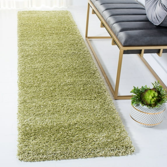 SAFAVIEH California Plush Solid Shag Runner Rug, Green, 2'3" x 19' - Modern Design, Green, Non-Shedding & Easy Cleaning, Ultra Plush Thick Pile, Ideal for Living Room, Bedroom, Entryway