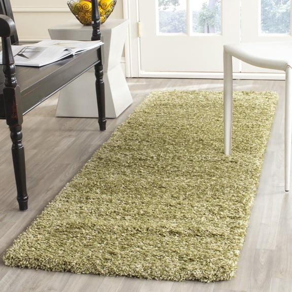 SAFAVIEH California Plush Solid Shag Runner Rug, Green, 2'3" x 7' - Modern Design, Green, Non-Shedding & Easy Cleaning, Ultra Plush Thick Pile, Ideal for Living Room, Bedroom, Entryway, Hallway