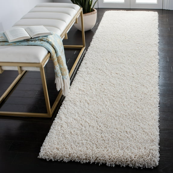 SAFAVIEH California Plush Solid Shag Runner Rug, Ivory, 2'3" x 13' - Modern Design, Ivory, Non-Shedding & Easy Cleaning, Ultra Plush Thick Pile, Ideal for Living Room, Bedroom, Entryway