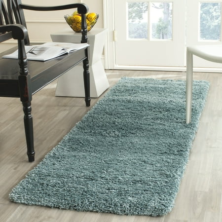 SAFAVIEH California Plush Solid Shag Runner Rug, Light Blue, 2'3" x 5' - Modern Design, Light Blue, Non-Shedding & Easy Cleaning, Ultra Plush Thick Pile, Ideal for Living Room, Bedroom, Entryway