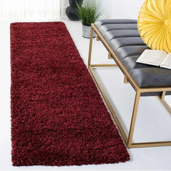 SAFAVIEH California Plush Solid Shag Runner Rug, Maroon, 2'3" x 11' - Modern Design, Maroon, Non-Shedding & Easy Cleaning, Ultra Plush Thick Pile, Ideal for Living Room, Bedroom, Entryway