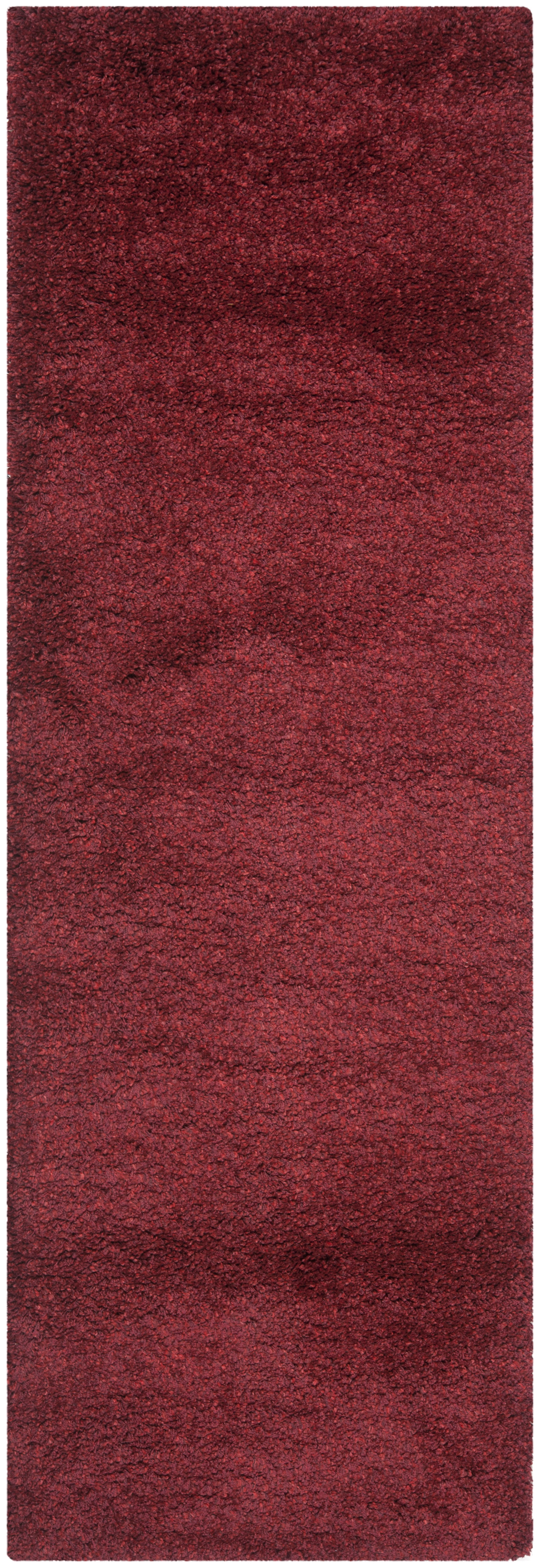 Maroon High Pile Shag Synthetic Area Rug