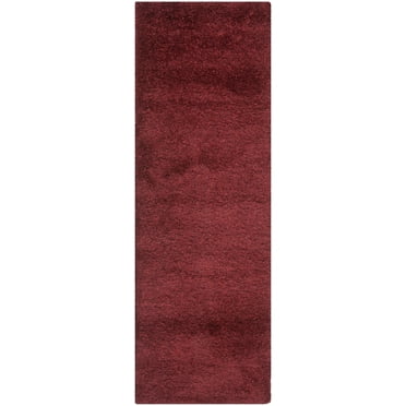 SAFAVIEH California Solid Plush Shag Runner Rug, Maroon, 2'3" x 5'