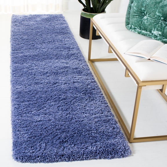 SAFAVIEH California Plush Solid Shag Runner Rug, Periwinkle, 2'3" x 13' - Modern Design, Periwinkle, Non-Shedding & Easy Cleaning, Ultra Plush Thick Pile, Ideal for Living Room, Bedroom, Entryway