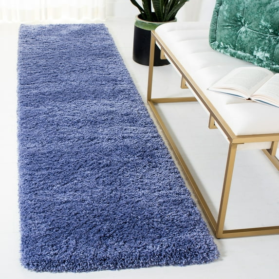 SAFAVIEH California Plush Solid Shag Runner Rug, Periwinkle, 2'3" x 17' - Modern Design, Periwinkle, Non-Shedding & Easy Cleaning, Ultra Plush Thick Pile, Ideal for Living Room, Bedroom, Entryway
