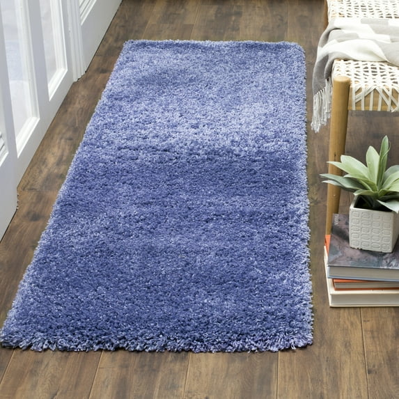 SAFAVIEH California Plush Solid Shag Runner Rug, Periwinkle, 2'3" x 5' - Modern Design, Periwinkle, Non-Shedding & Easy Cleaning, Ultra Plush Thick Pile, Ideal for Living Room, Bedroom, Entryway