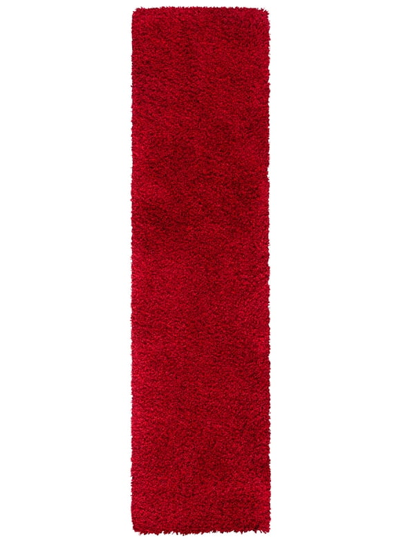 SAFAVIEH California Solid Plush Shag Runner Rug, Red, 2'3" x 13'