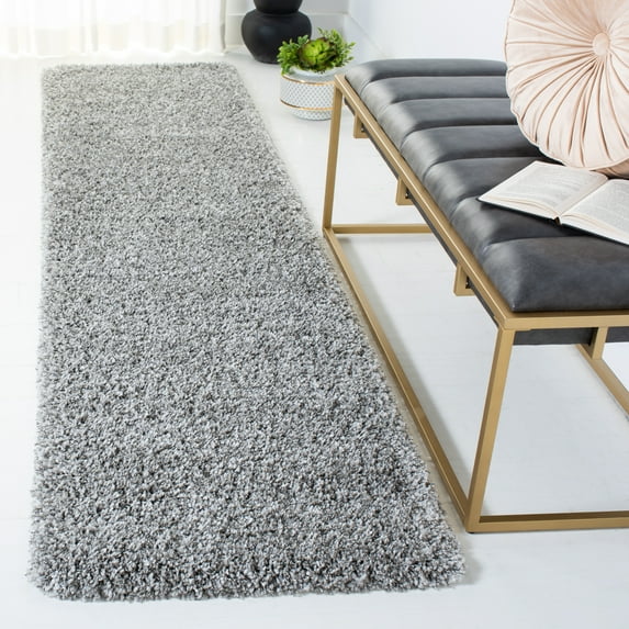 SAFAVIEH California Plush Solid Shag Runner Rug, Silver, 2'3" x 17' - Modern Design, Silver, Non-Shedding & Easy Cleaning, Ultra Plush Thick Pile, Ideal for Living Room, Bedroom, Entryway