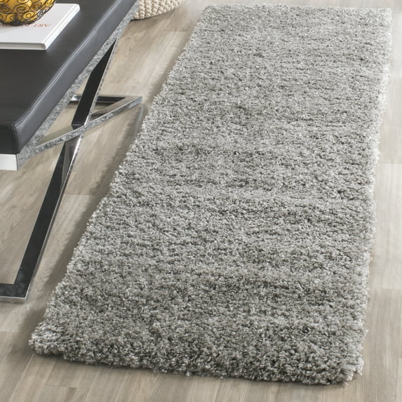 SAFAVIEH California Plush Solid Shag Runner Rug, Silver, 2'3" x 7' - Modern Design, Silver, Non-Shedding & Easy Cleaning, Ultra Plush Thick Pile, Ideal for Living Room, Bedroom, Entryway