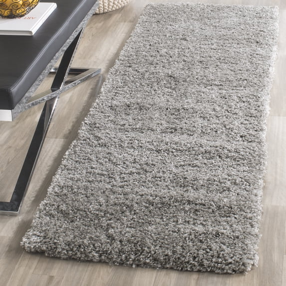 SAFAVIEH California Plush Solid Shag Runner Rug, Silver, 2'3" x 8' - Modern Design, Silver, Non-Shedding & Easy Cleaning, Ultra Plush Thick Pile, Ideal for Living Room, Bedroom, Entryway