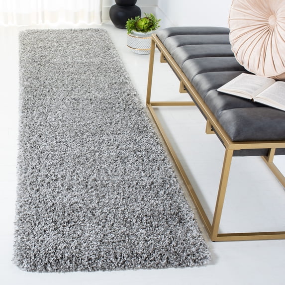 SAFAVIEH California Plush Solid Shag Runner Rug, Silver, 2'3" x 9' - Modern Design, Silver, Non-Shedding & Easy Cleaning, Ultra Plush Thick Pile, Ideal for Living Room, Bedroom, Entryway