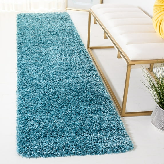 SAFAVIEH California Plush Solid Shag Runner Rug, Turquoise, 2'3" x 13' - Modern Design, Turquoise, Non-Shedding & Easy Cleaning, Ultra Plush Thick Pile, Ideal for Living Room, Bedroom, Entryway