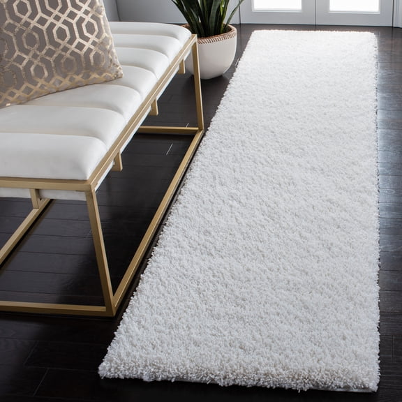 SAFAVIEH California Plush Solid Shag Runner Rug, White, 2'3" x 13' - Modern Design, White, Non-Shedding & Easy Cleaning, Ultra Plush Thick Pile, Ideal for Living Room, Bedroom, Entryway